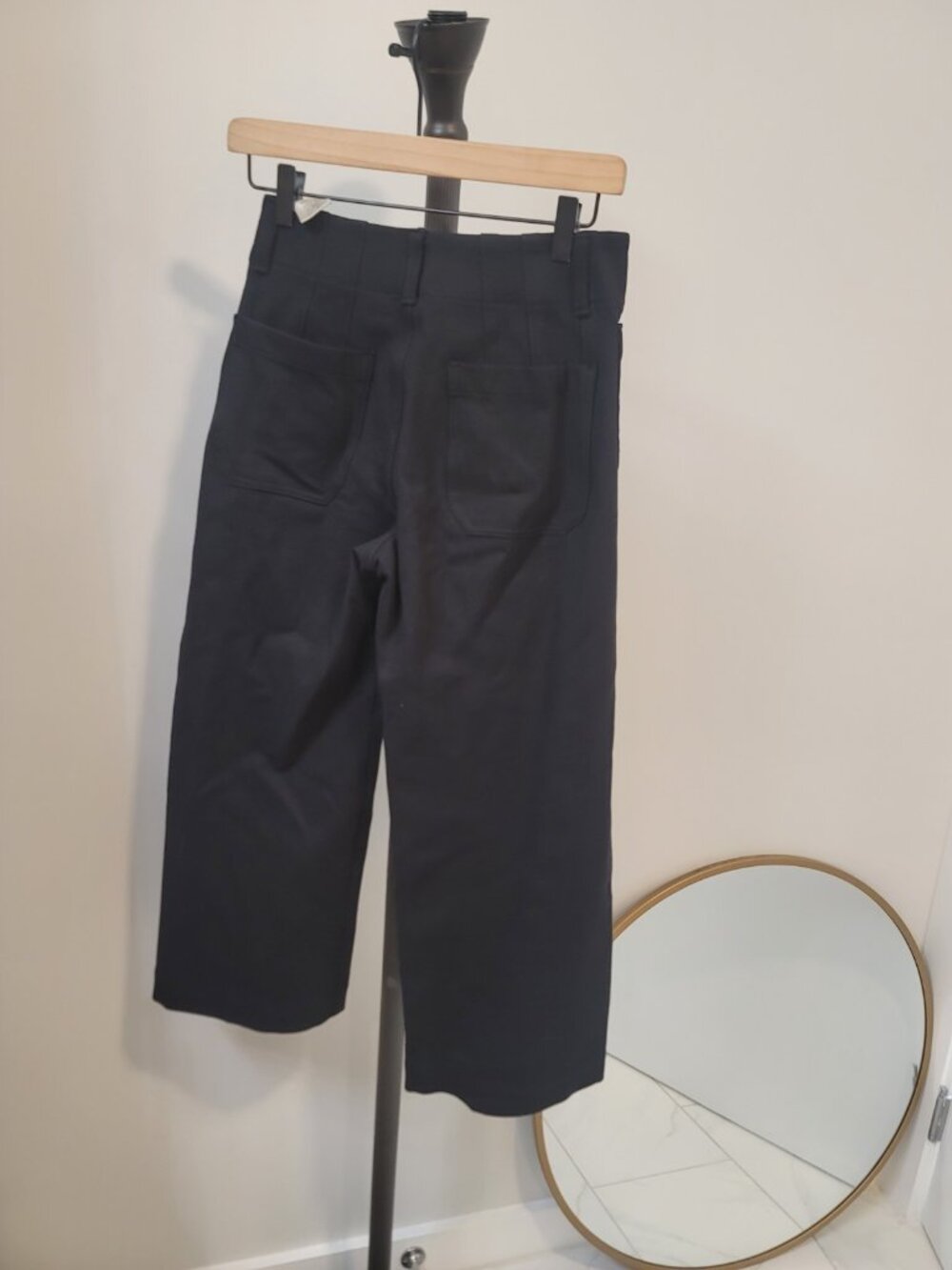 Maeve Anthropologie The Colette Wide Leg Pants Black High Rise Cropped 26 - Picture 4 of 8